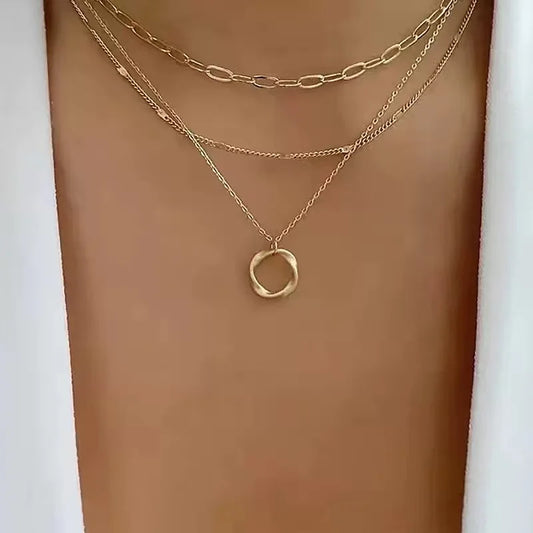 Collar con Colgante de Círculo Redondo