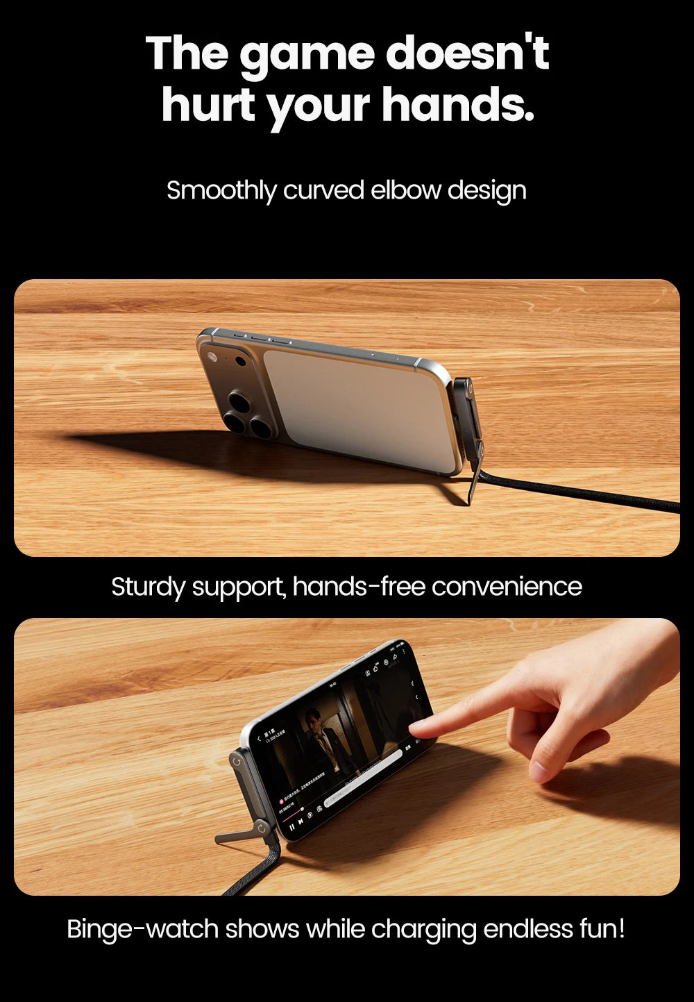 Cable USB Carga Rápida con Soporte Plegable