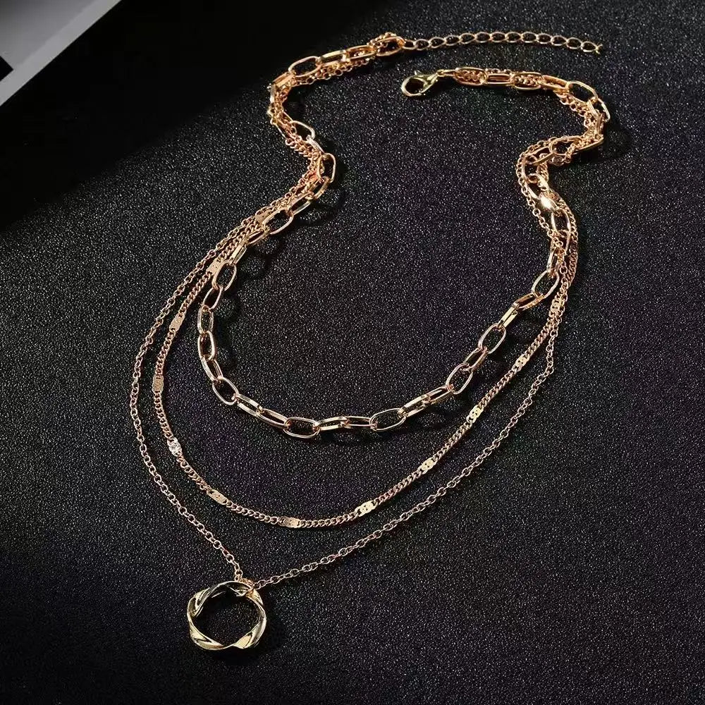 Collar con Colgante de Círculo Redondo