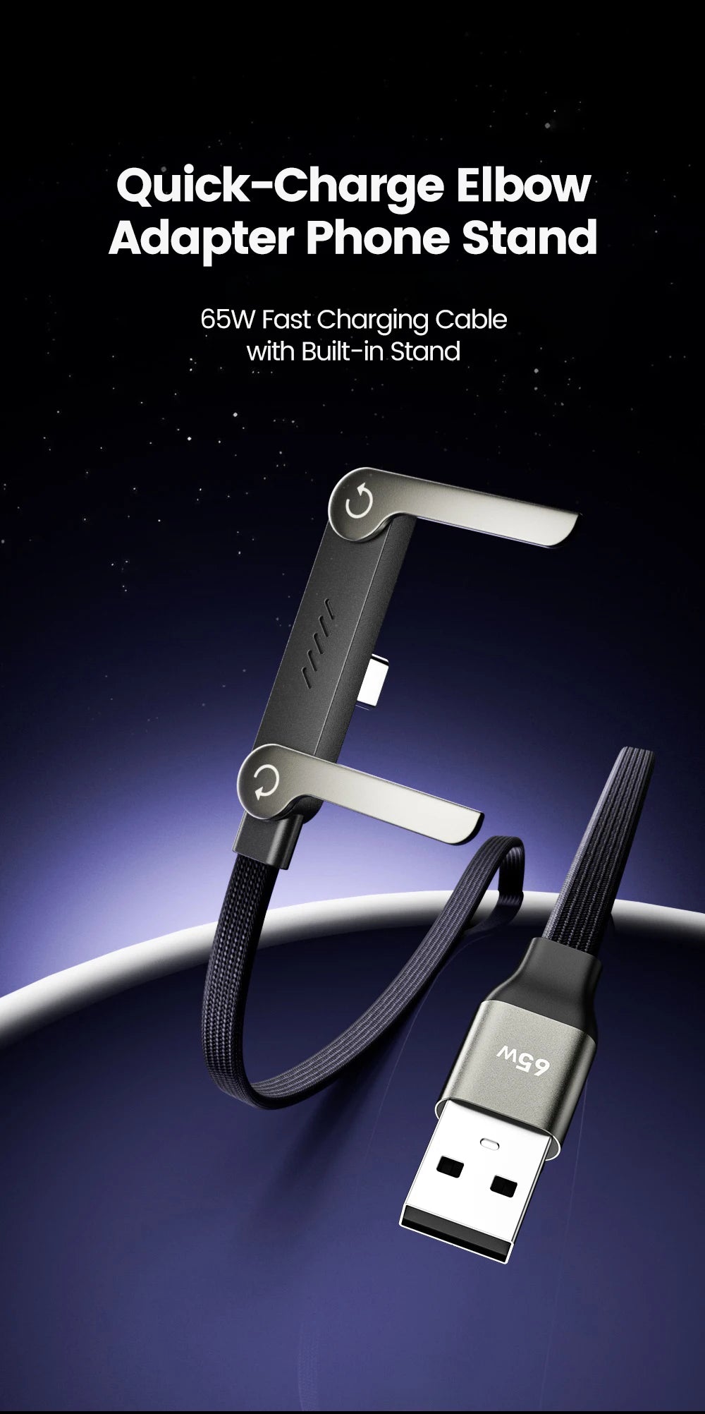 Cable USB Carga Rápida con Soporte Plegable