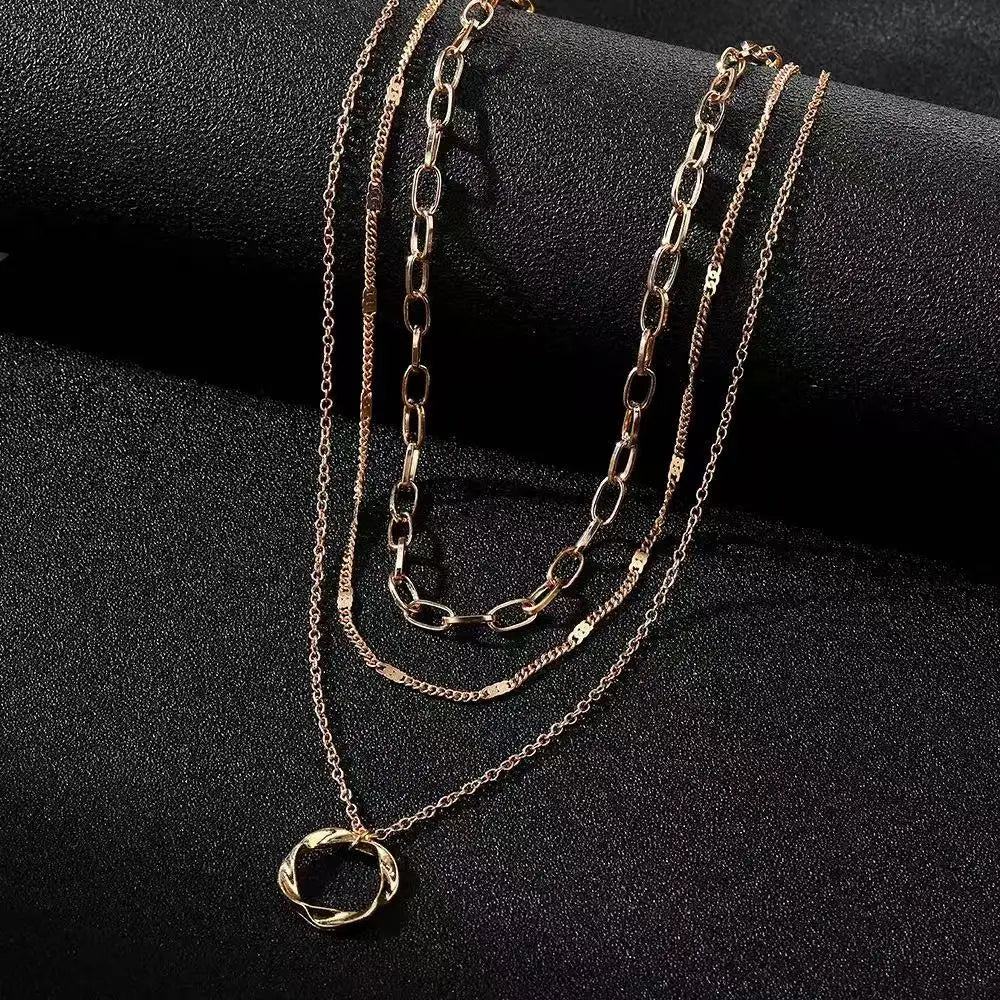 Collar con Colgante de Círculo Redondo